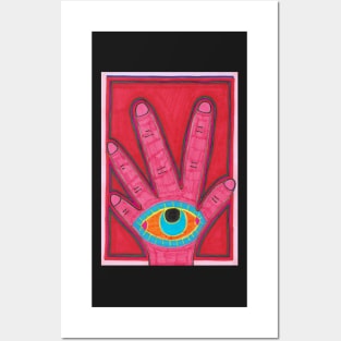 Pink Hand with Eye Posters and Art